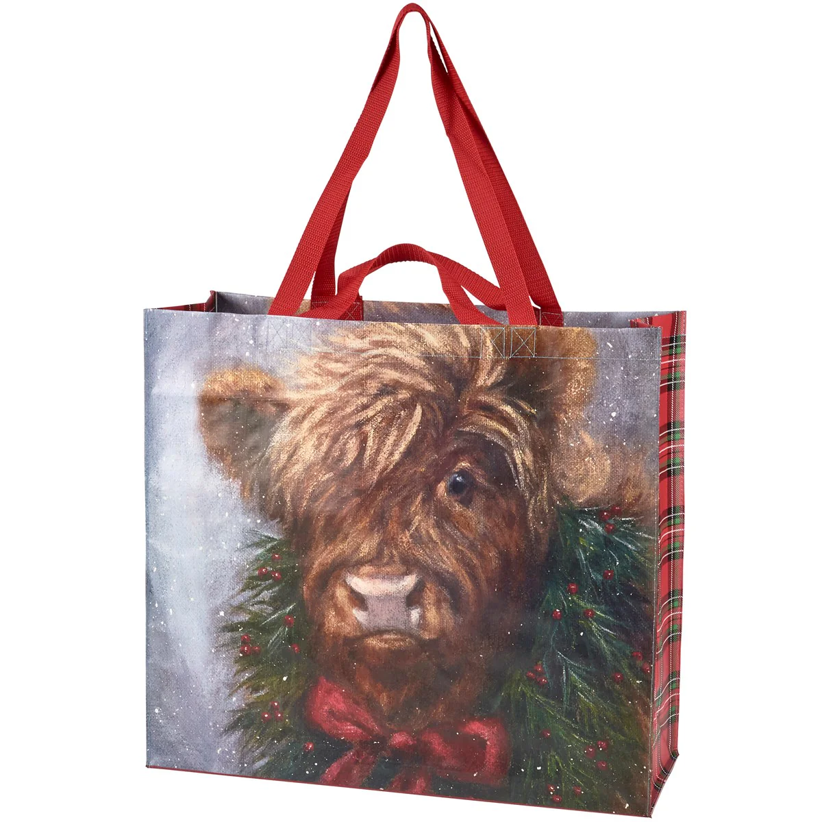 Christmas Highland Cow Market Tote Bag