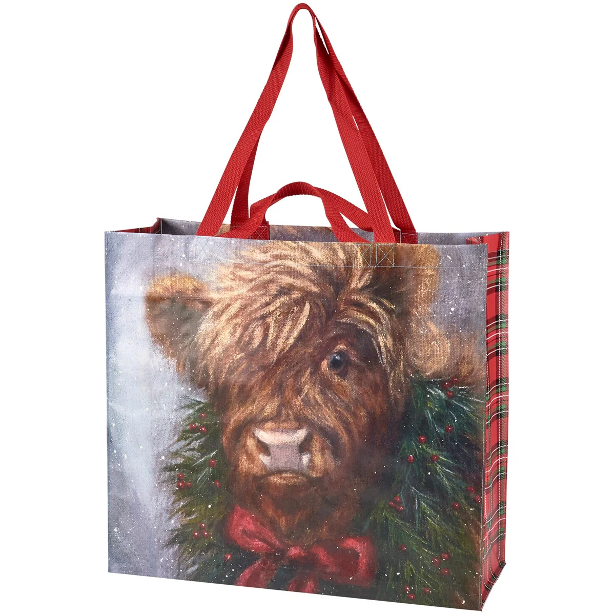 Christmas Highland Cow Market Tote Bag - Image 2