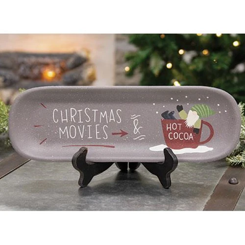 ๐ Christmas Movies & Hot Cocoa Wooden Tray