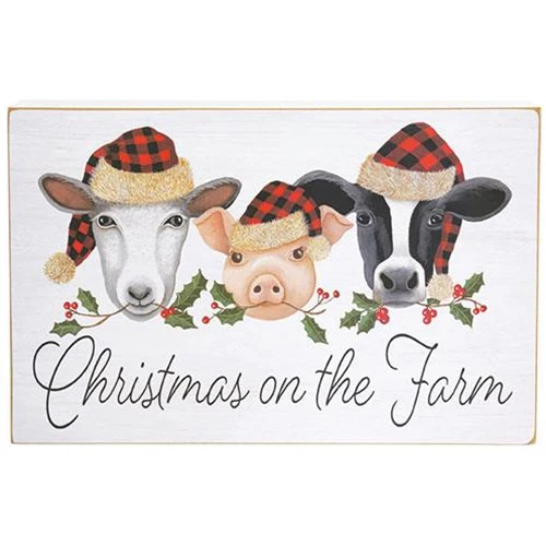 Christmas on the Farm 9" Farm Animals Box Sign - Image 2