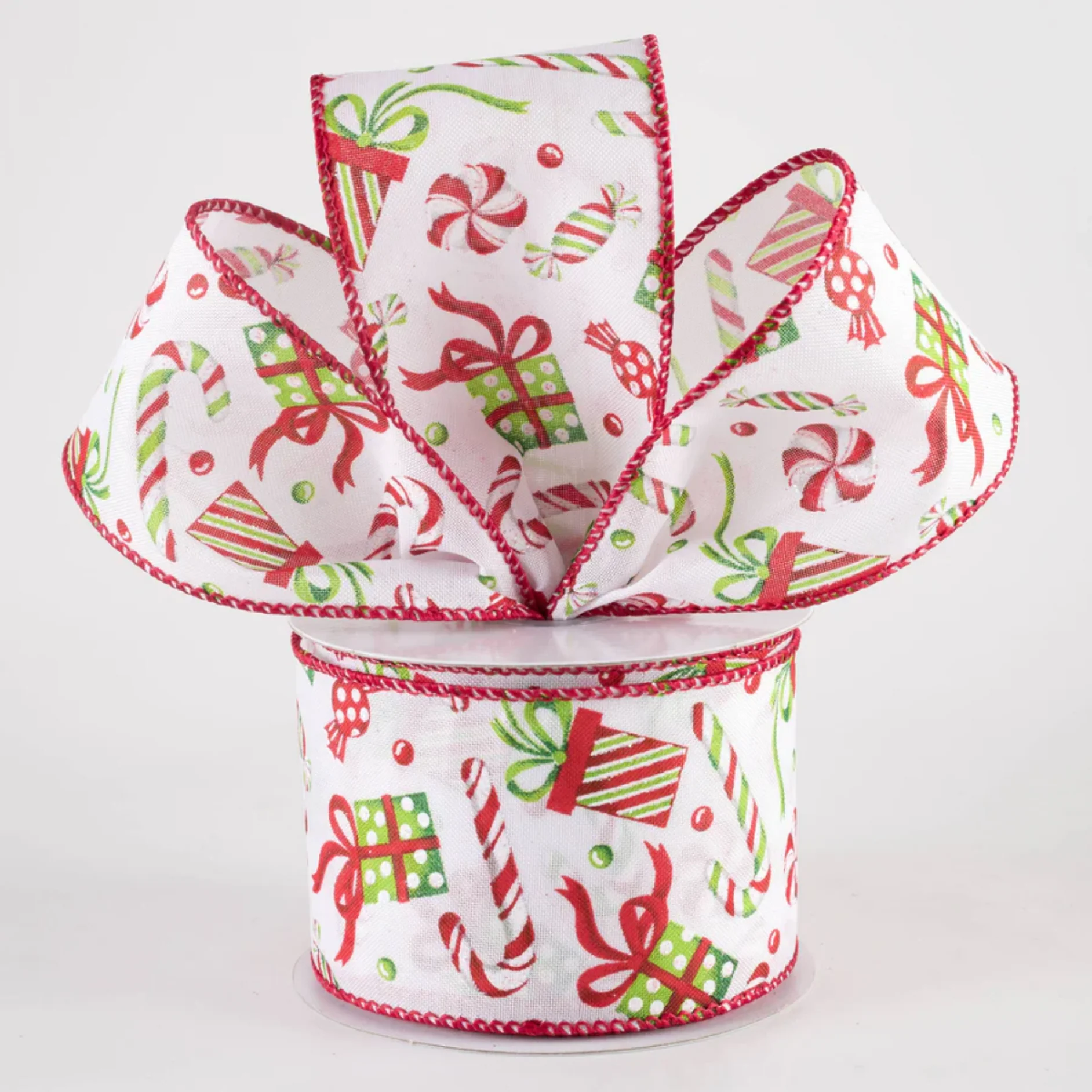 💙 Christmas Presents & Candy Canes Ribbon 2.5" x 10 yards