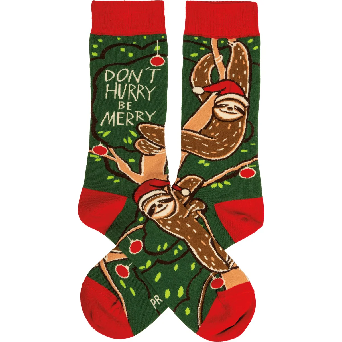 ๐ Christmas Sloth Don't Hurry Be Merry Novelty Socks