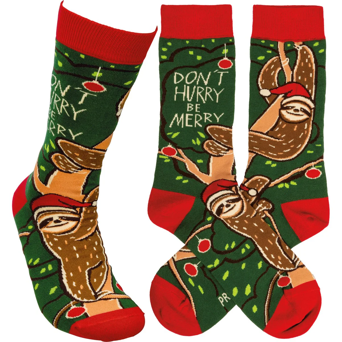 ๐ Christmas Sloth Don't Hurry Be Merry Novelty Socks - Image 2