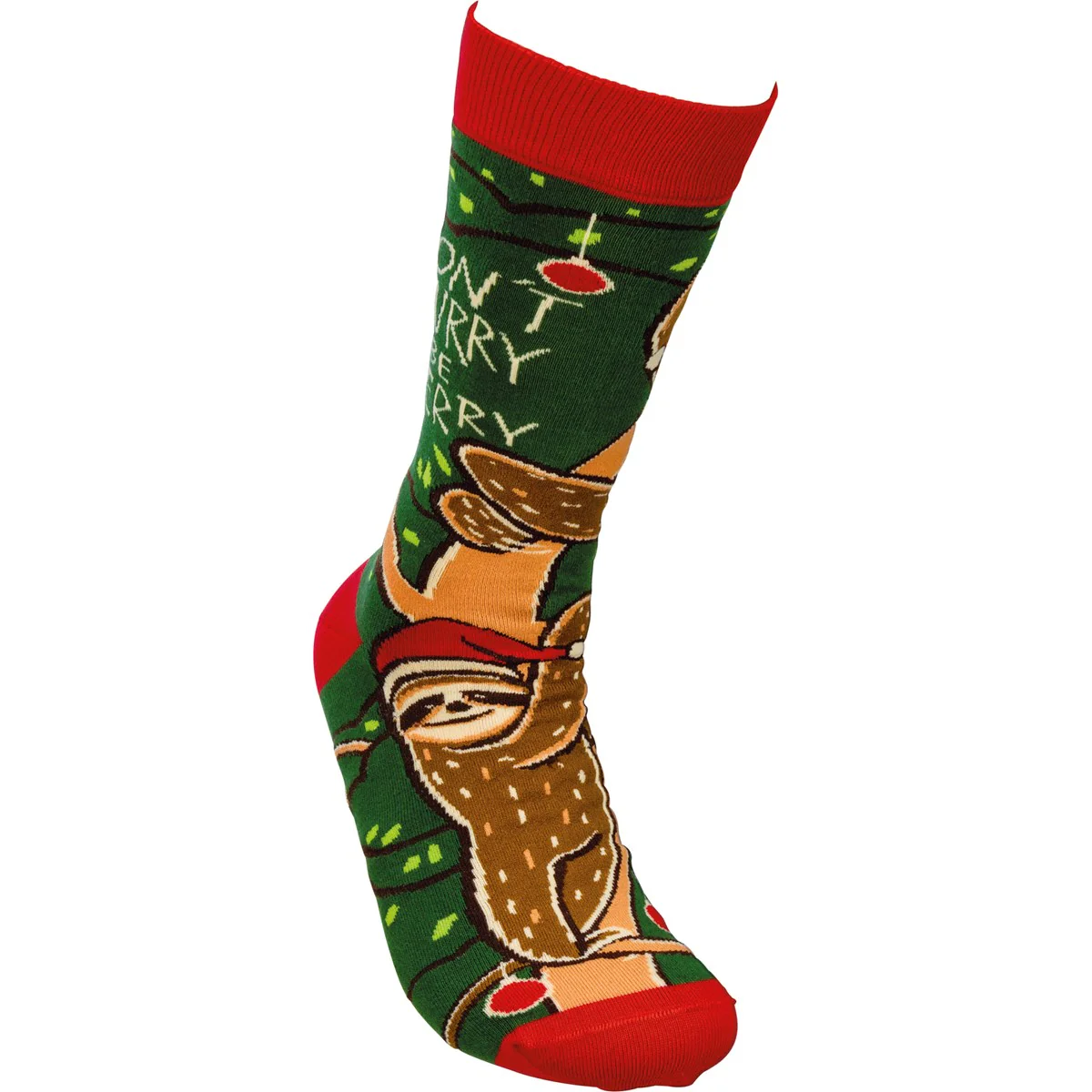 ๐ Christmas Sloth Don't Hurry Be Merry Novelty Socks - Image 4