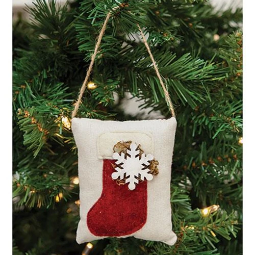 Christmas Stocking With Snowflake Pillow Ornament - Image 2