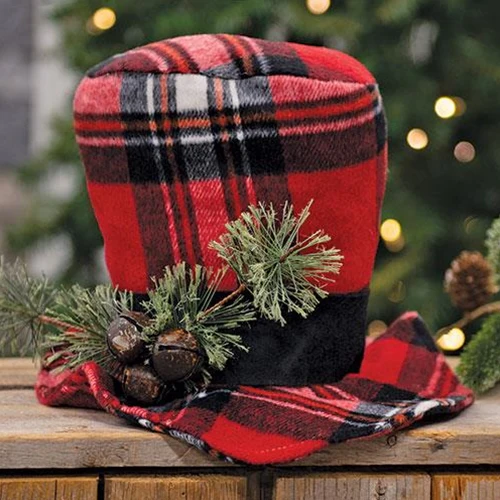 Christmas Tartan Top Hat Decorative Fabric Figure