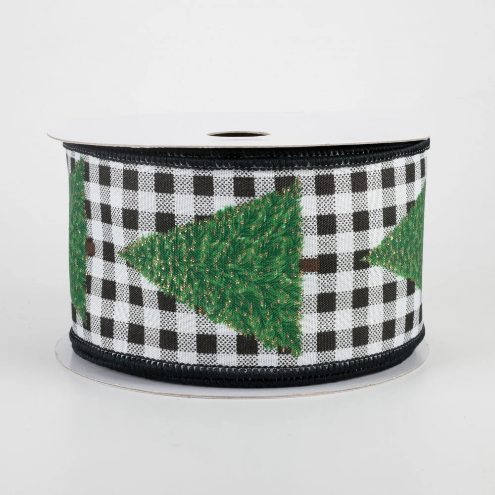 Christmas Tree Gingham Check Ribbon 2.5" x 10 yards