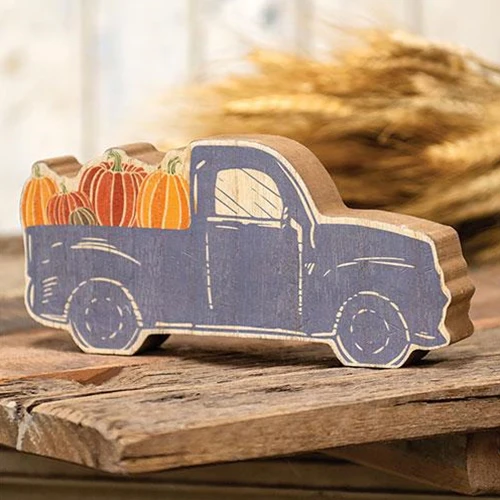Chunky Blue Pumpkin Truck Shelf Sitter - Image 2