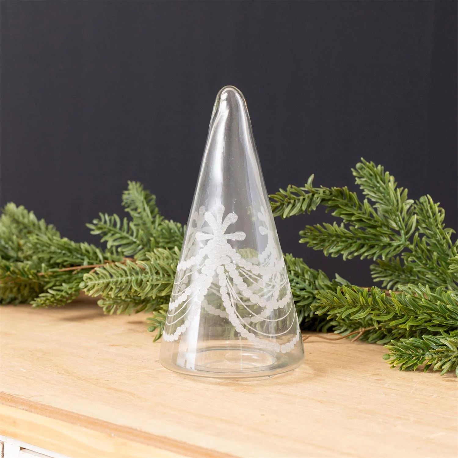 Clear Etched Glass Christmas Tree 7.75" H - Image 2