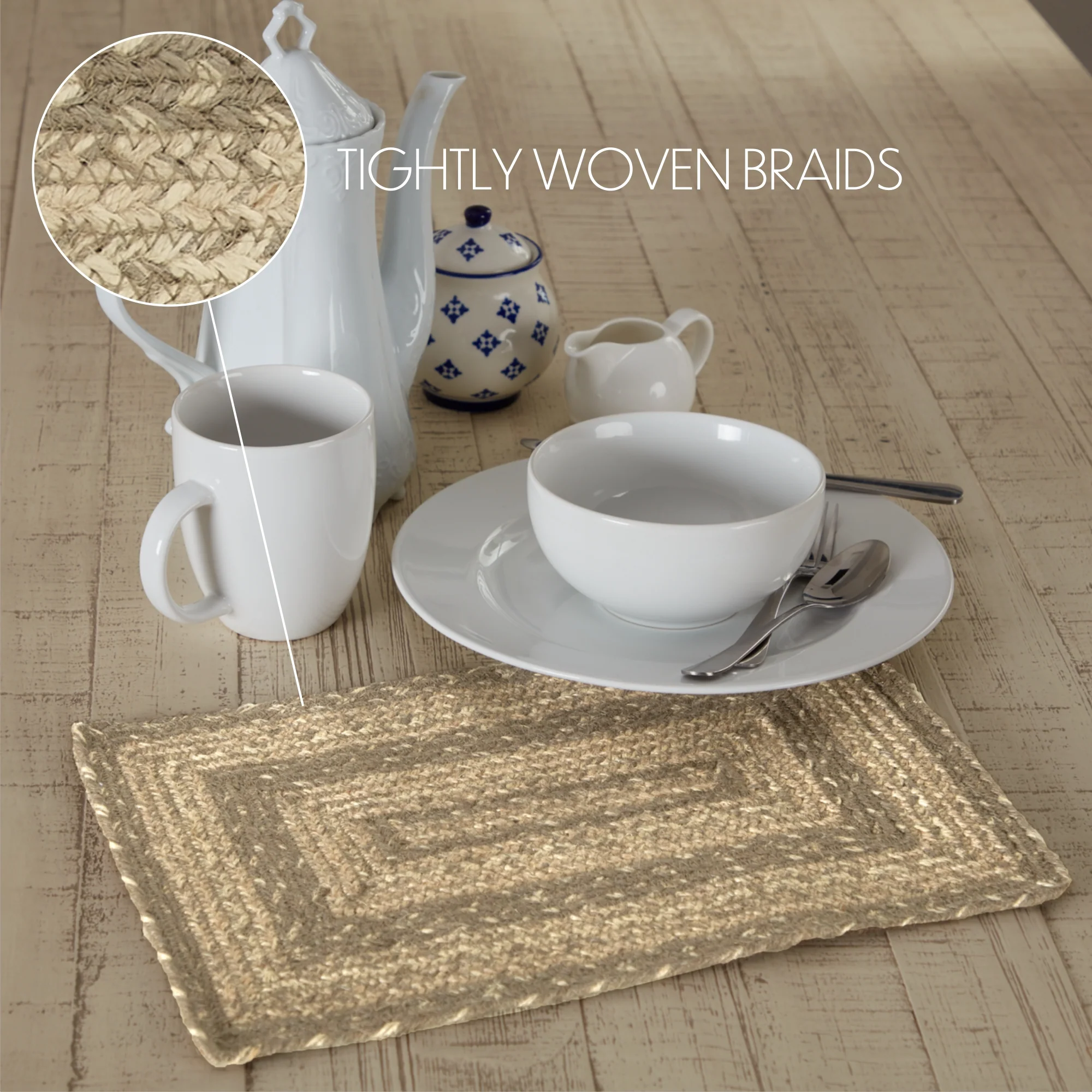 Cobblestone Jute Rectangle Placemat 10" x 15" - Image 4