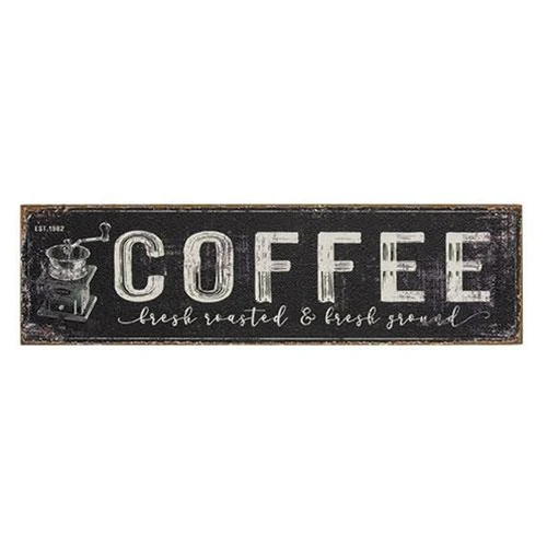 Coffee 24" Black Distressed Metal Sign - Image 2