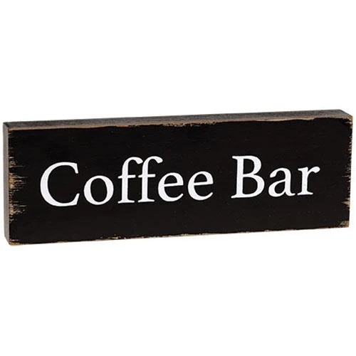 Coffee Bar 9.5" Distressed Block Sign - Image 2