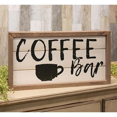 Coffee Bar Shiplap Look 19" Framed Sign