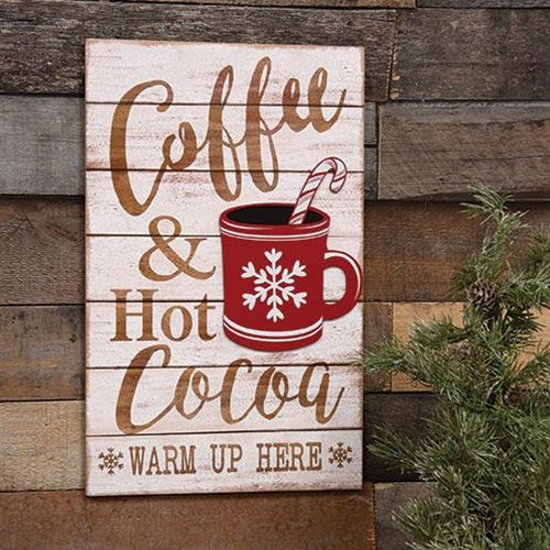 Coffee & Hot Cocoa Slat Look Sign 19" H