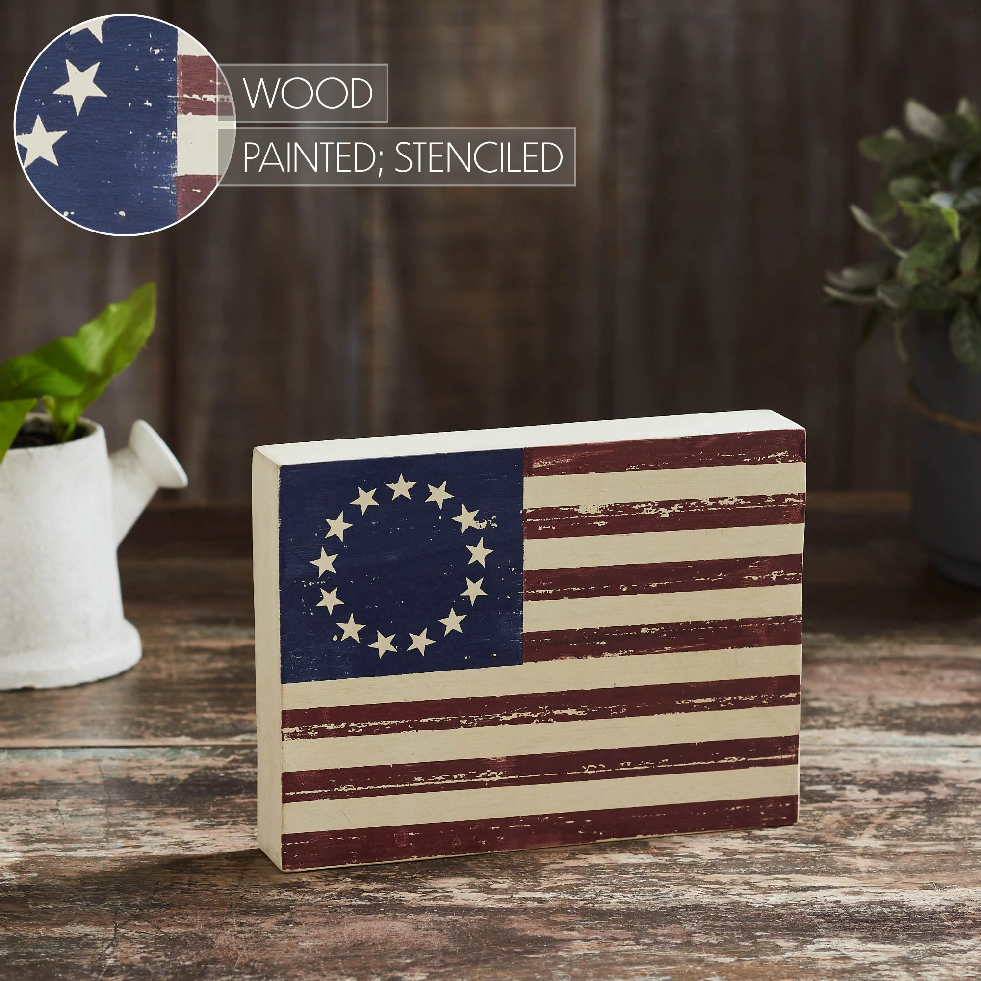 Colonial American Flag 8" Wooden Sign - Image 3