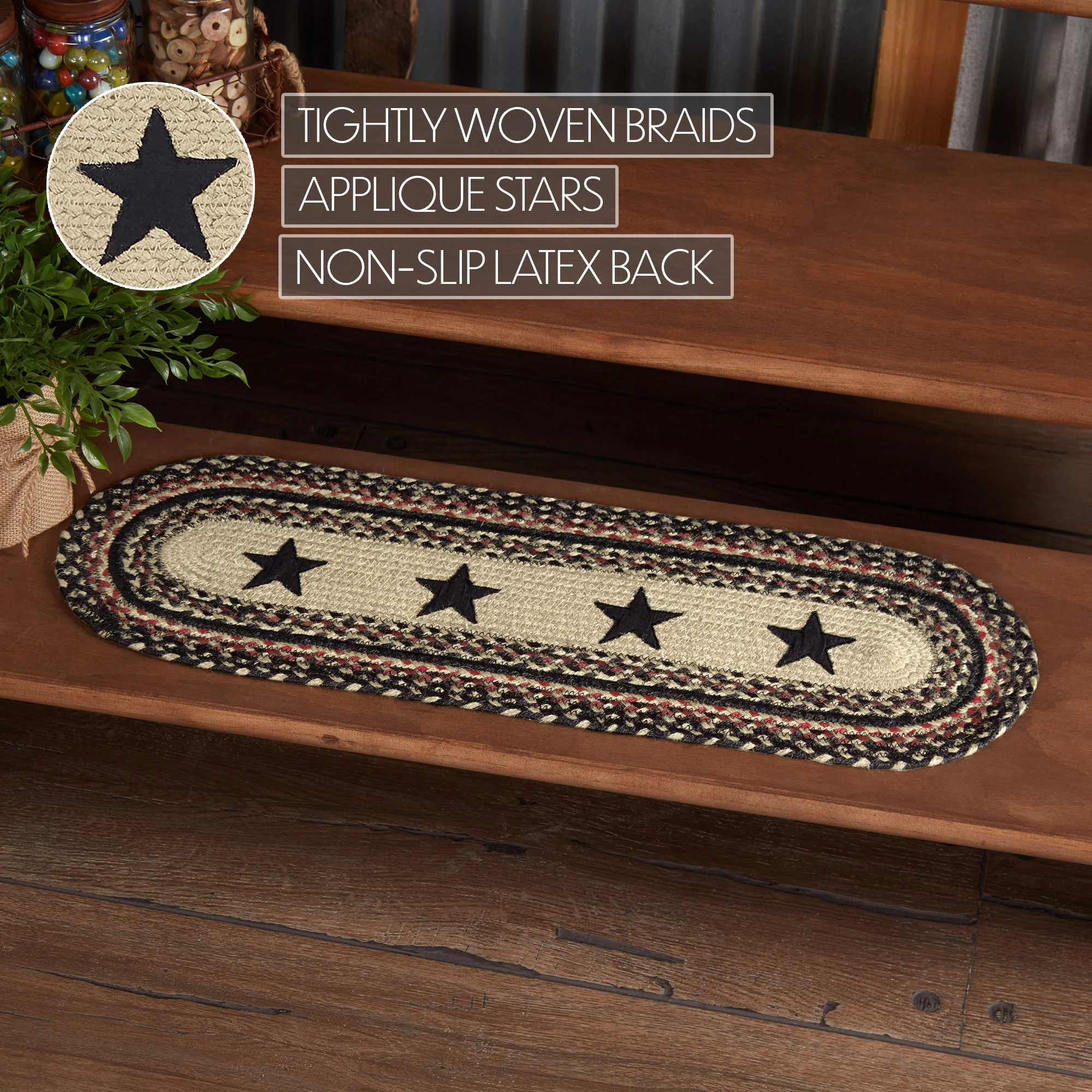 Colonial Star Jute Oval Stair Tread 8.5" x 27" - Image 4