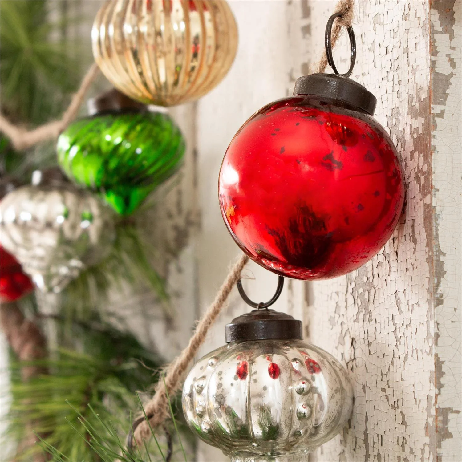 Colored Mercury Glass Ornament Garland - Image 2