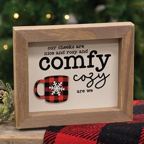 Comfy & Cozy Buffalo Plaid Mug Framed Sign - Image 3
