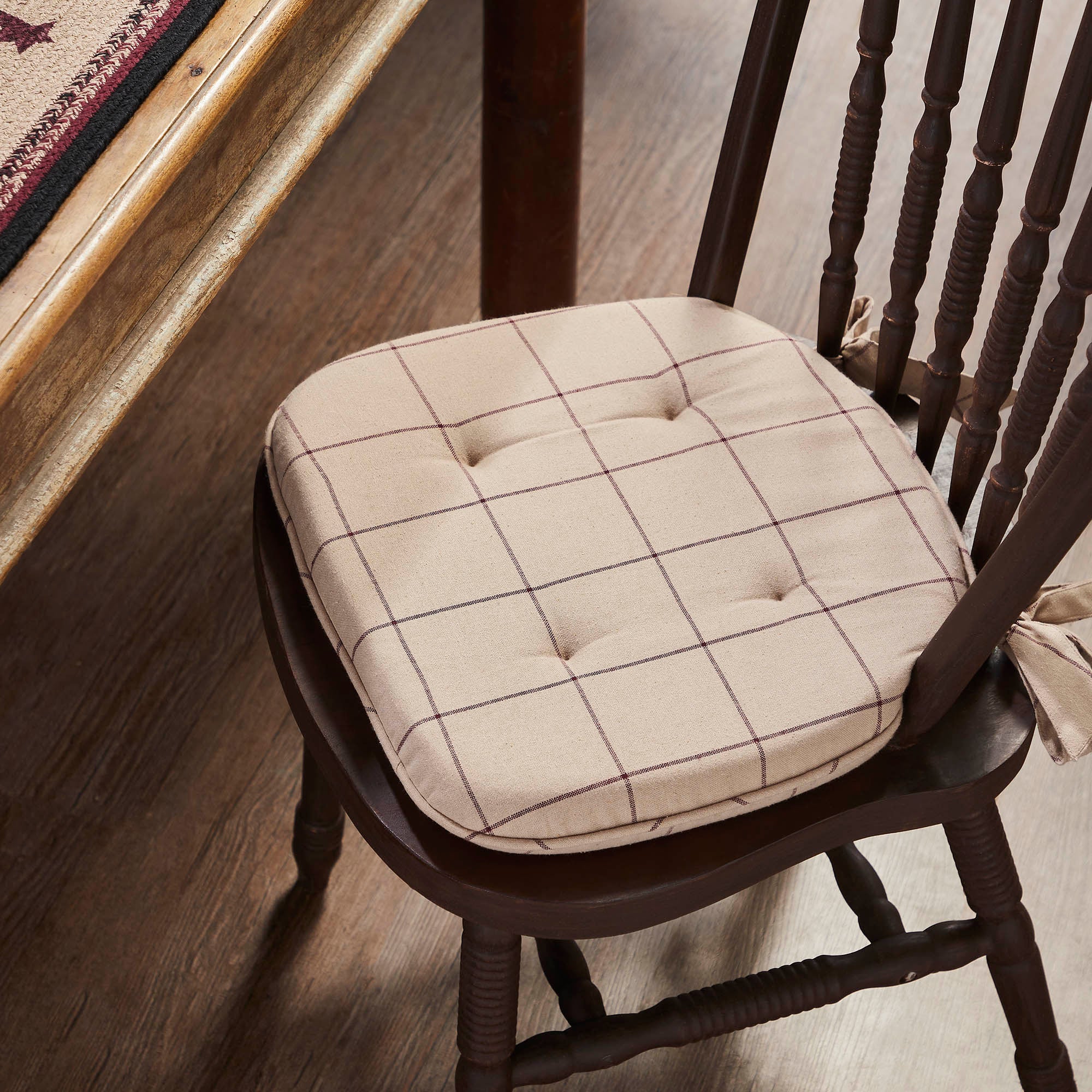Connell Burgundy Stiped Chair Pad 16.5" x 18"