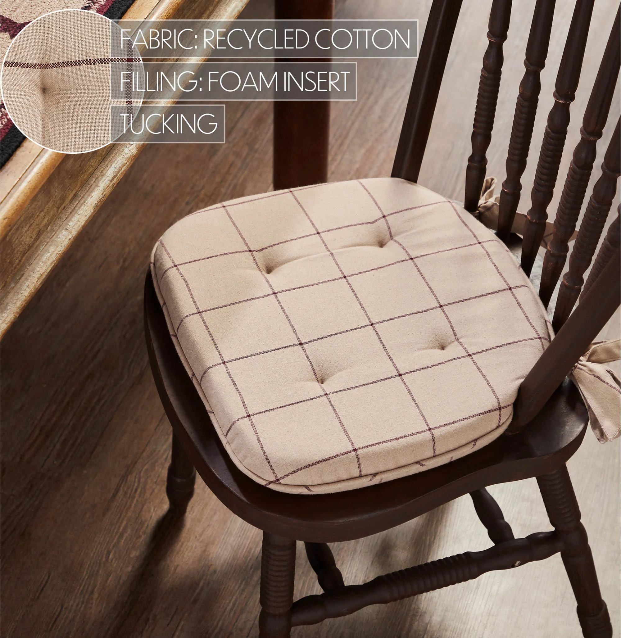 Connell Burgundy Stiped Chair Pad 16.5" x 18" - Image 4