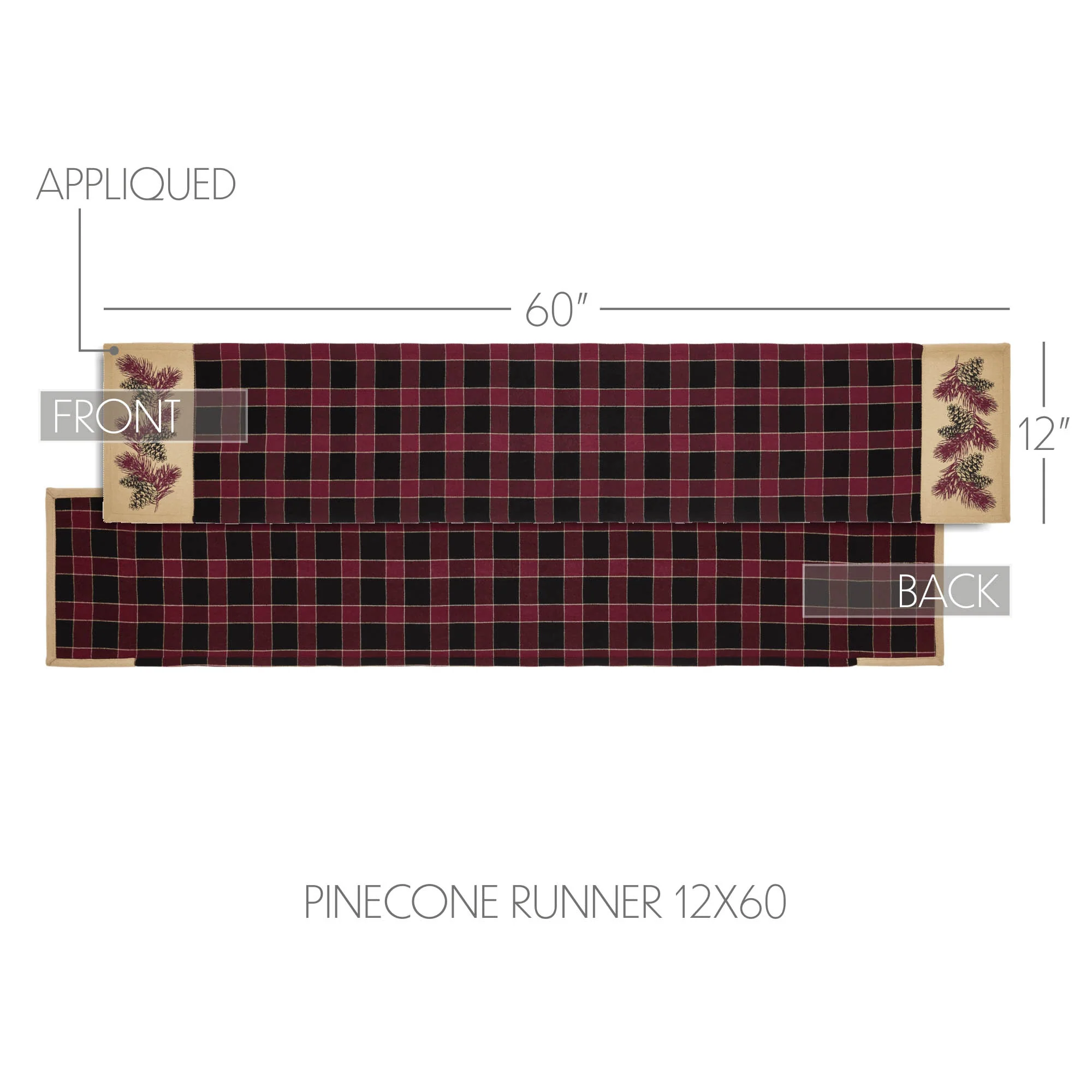 Connell Pinecone 60" Table Runner - Image 2