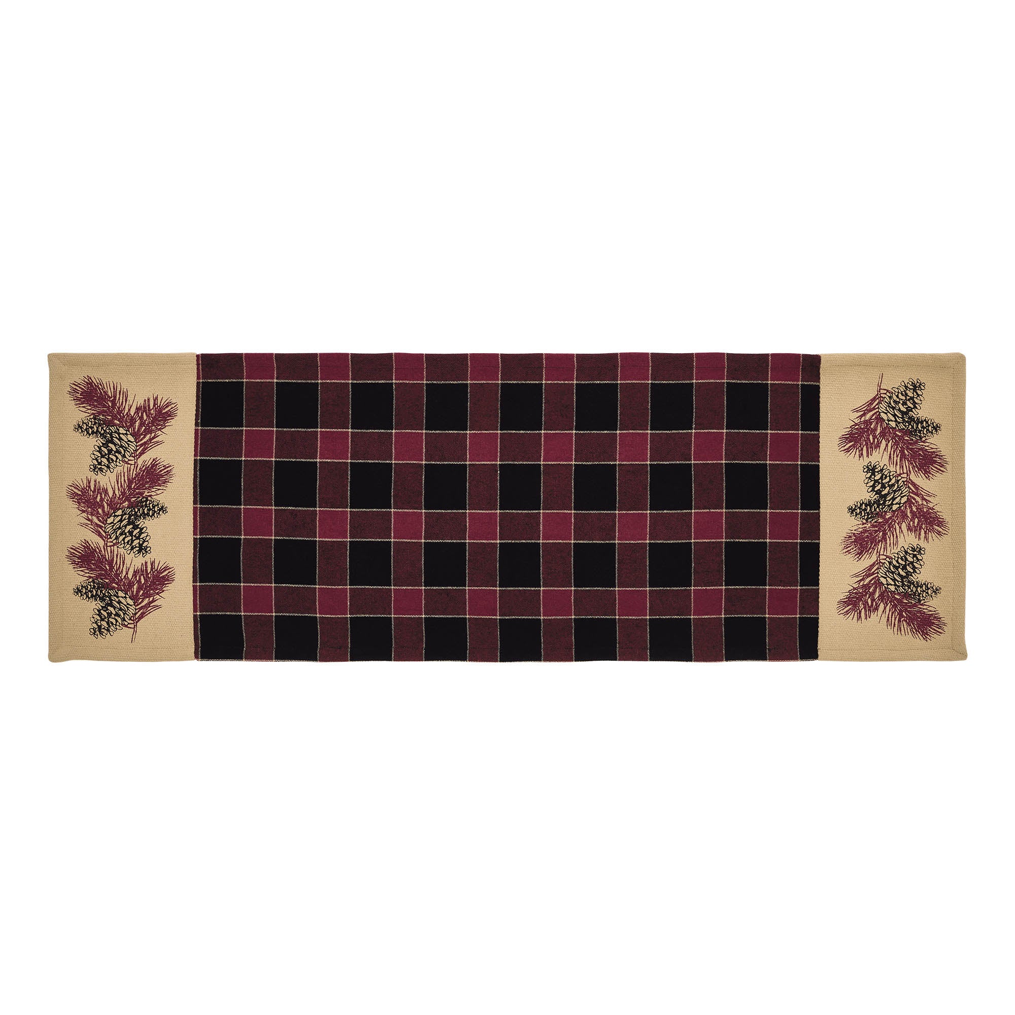 Connell Pinecone Burgundy and Black Table Runner 12" x 36" - Image 3