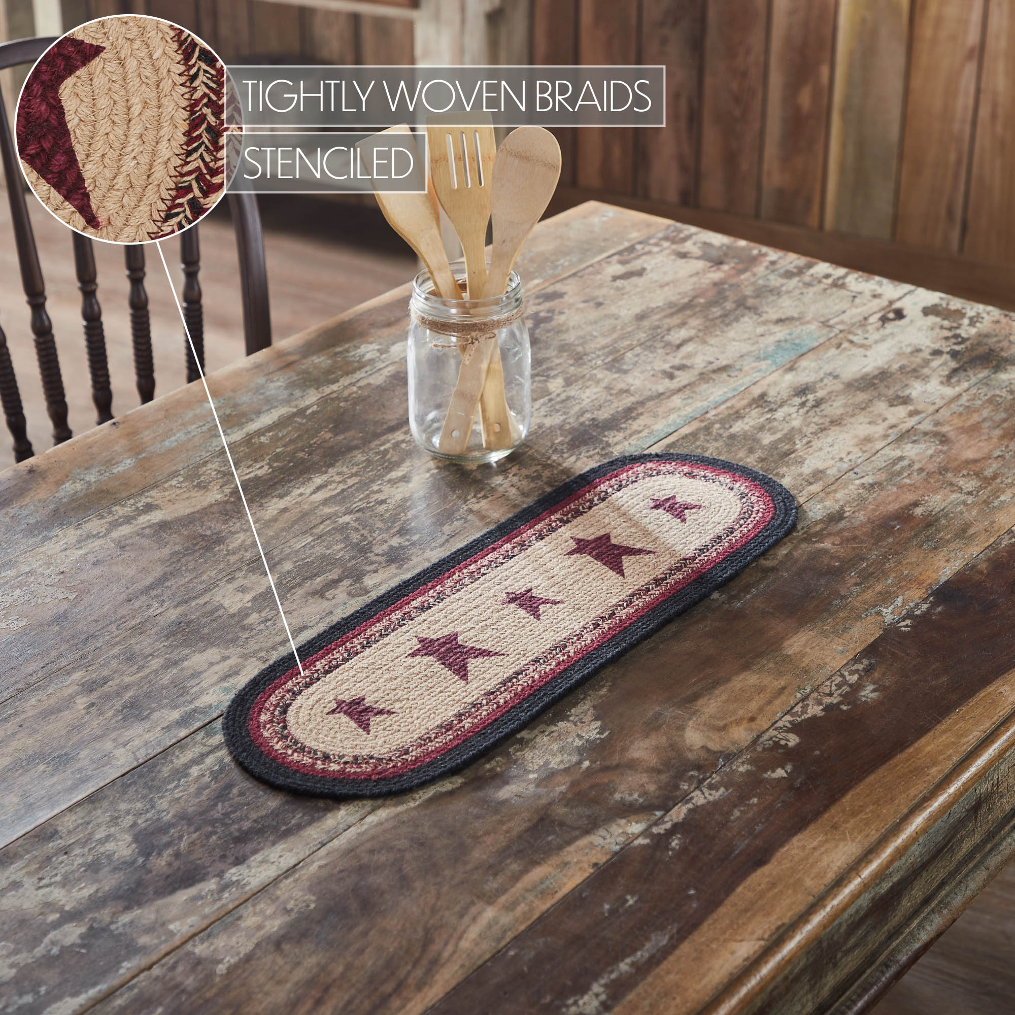 Connell Stencil Stars 24" Oval Table Runner - Image 2