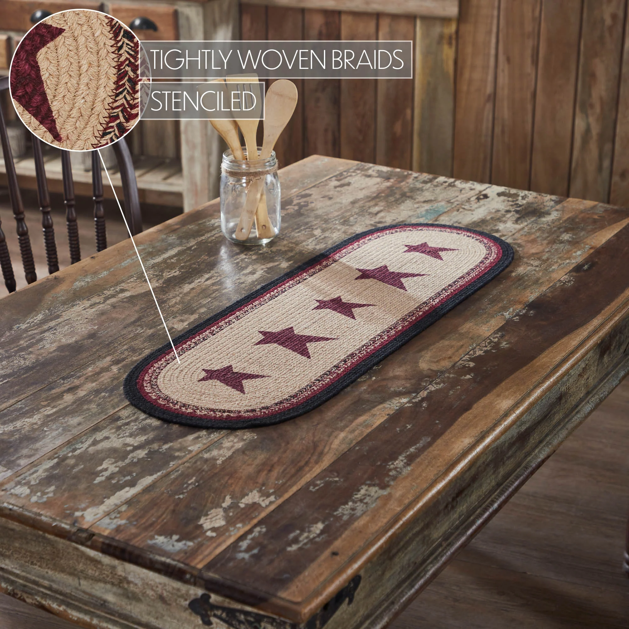 Connell Stencil Stars 36" Oval Table Runner - Image 4
