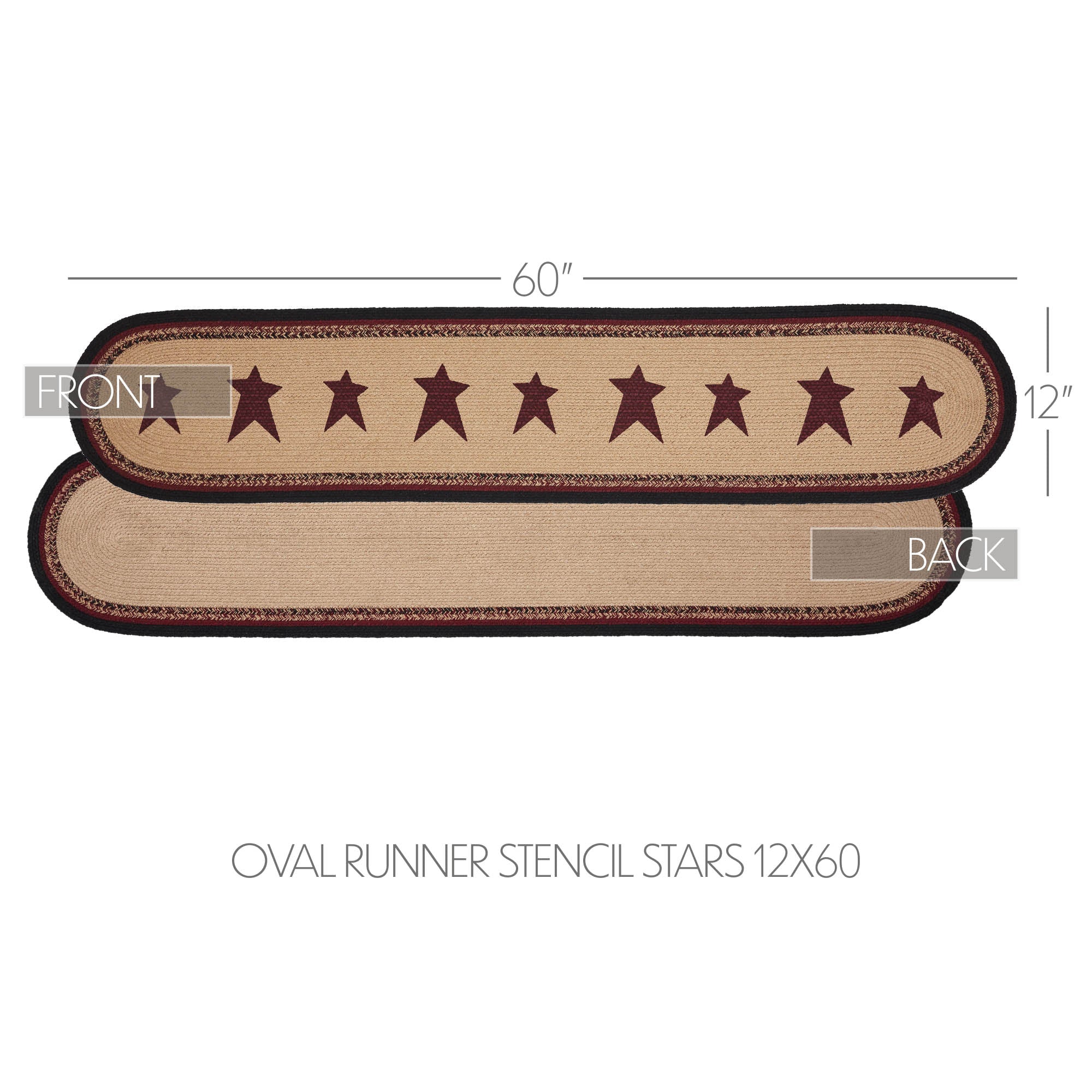 Connell Stencil Stars Primitive 60" Oval Table Runner - Image 2