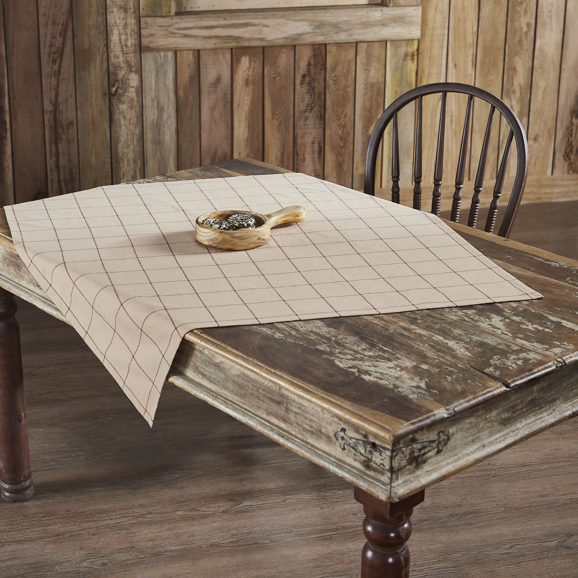Connell Tan and Burgundy Table Topper 40" Square