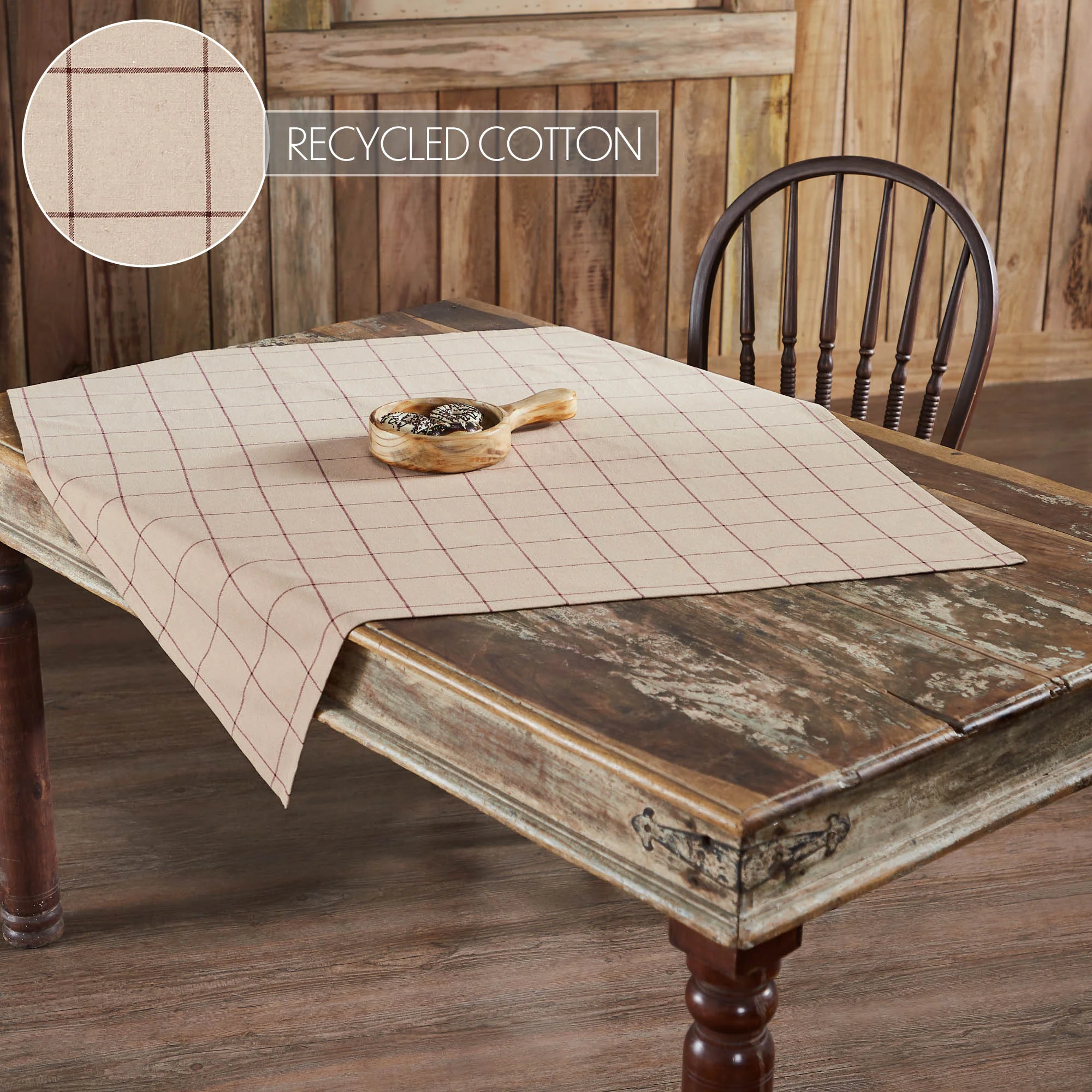 Connell Tan and Burgundy Table Topper 40" Square - Image 4