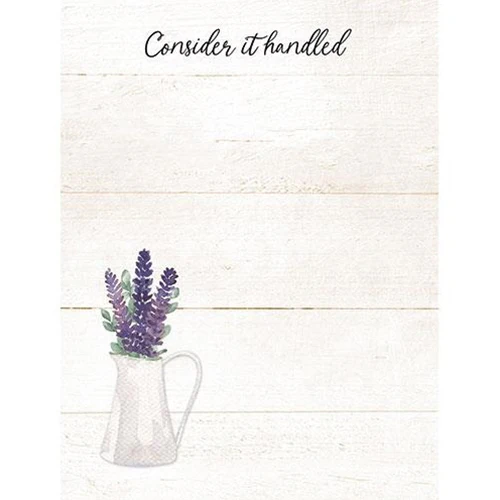๐ Consider It Handled Lavender in Pitcher Mini Notepad With Magnet