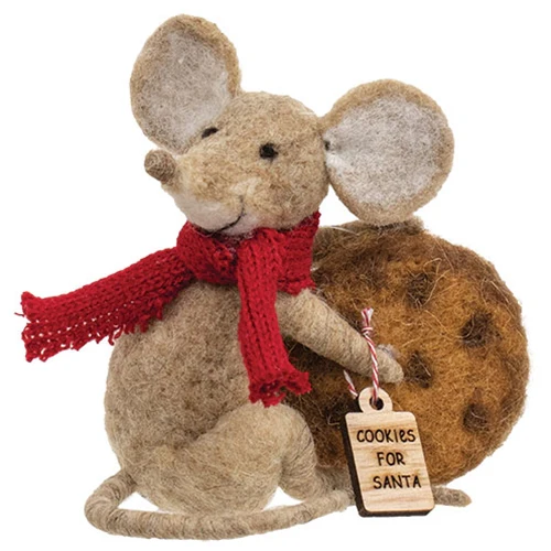 ๐ Cookies for Santa Christmas Mouse Felted Ornament