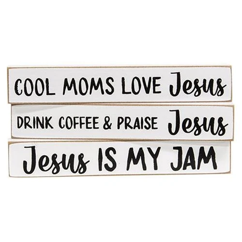 Cool Moms Love Jesus Mini Stick Signs Set of 3