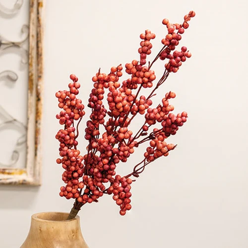 Coral Canella Berries 25" Faux Spray - Image 2