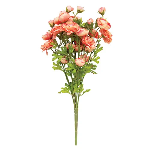 Coral Ranunculus 18" Faux Floral Bush