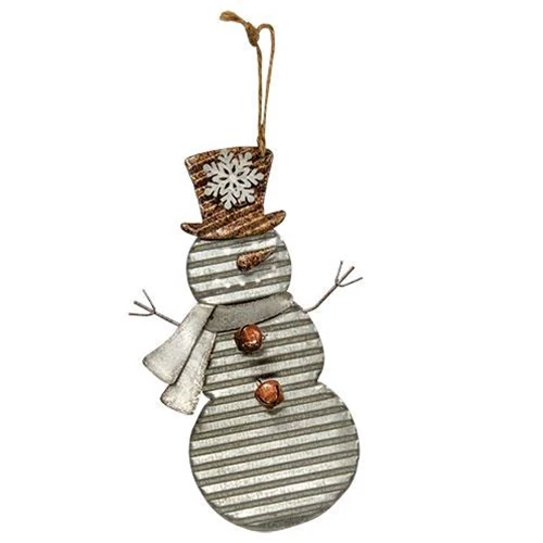 Corrugated Metal Jingle Snowman Ornament - Image 2