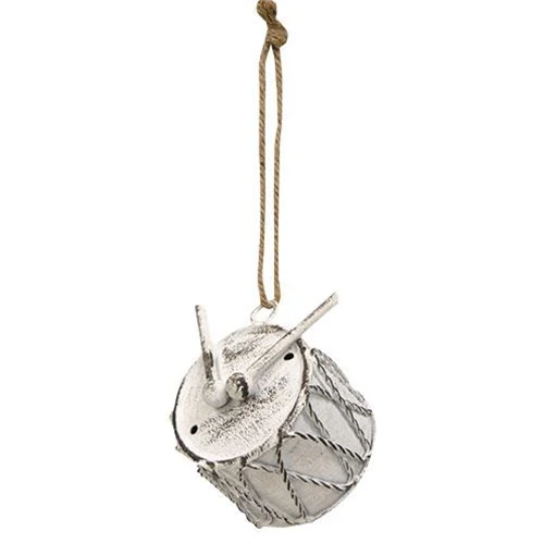 ๐ Cottage Chic Metal Drum Ornament