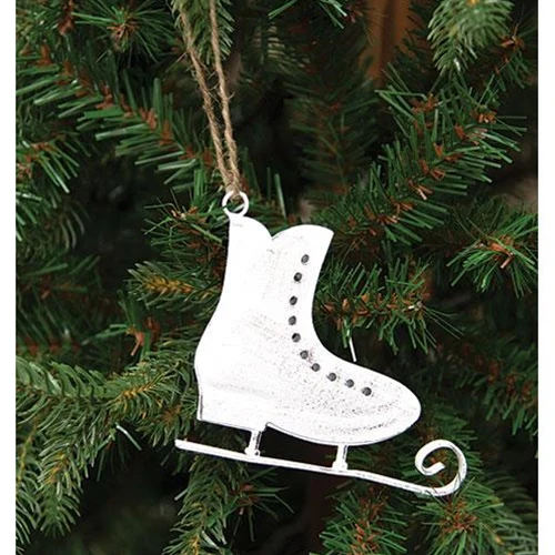 ๐ Cottage Chic Metal Ice Skate Ornament