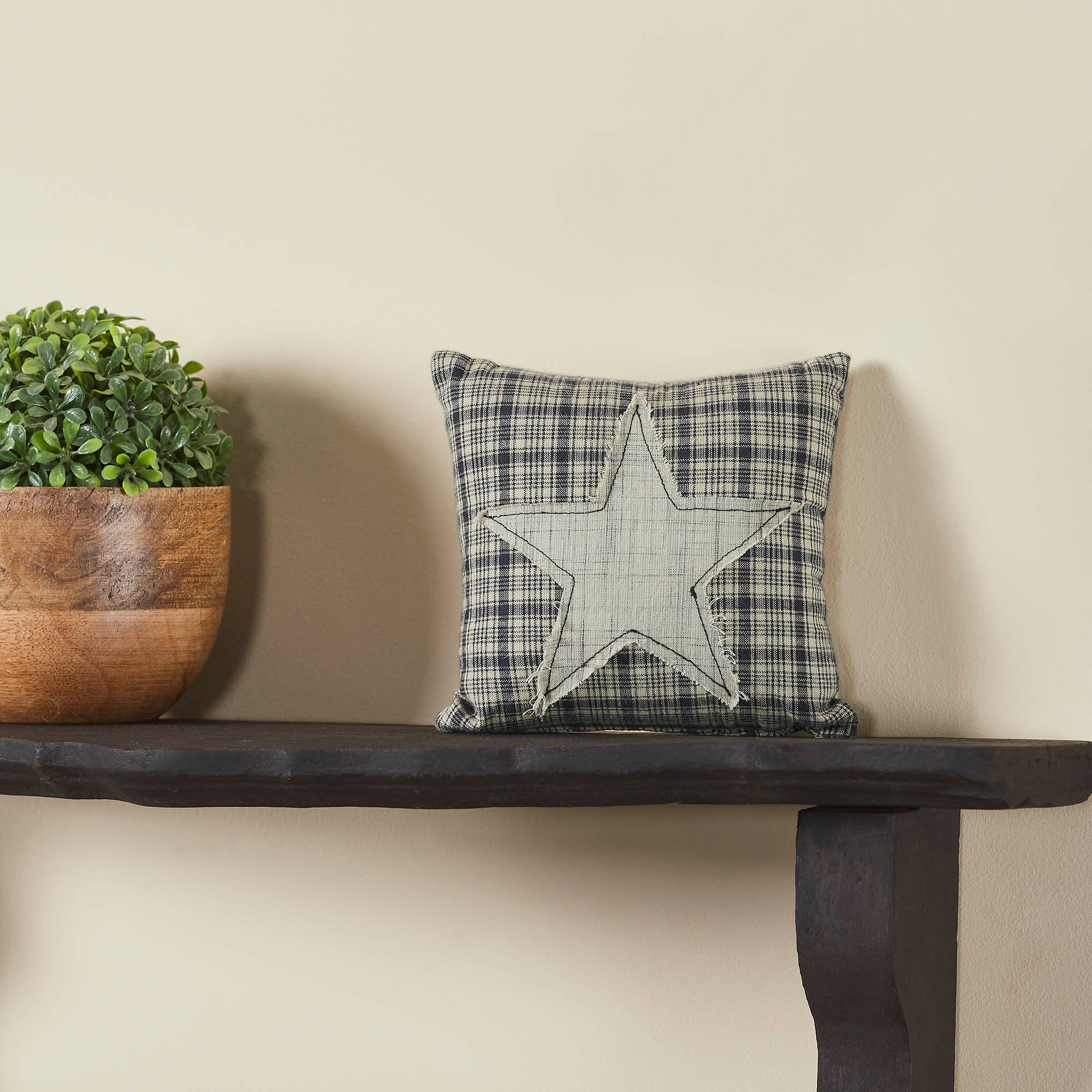 Country Applique Star 6" Mini Accent Pillow