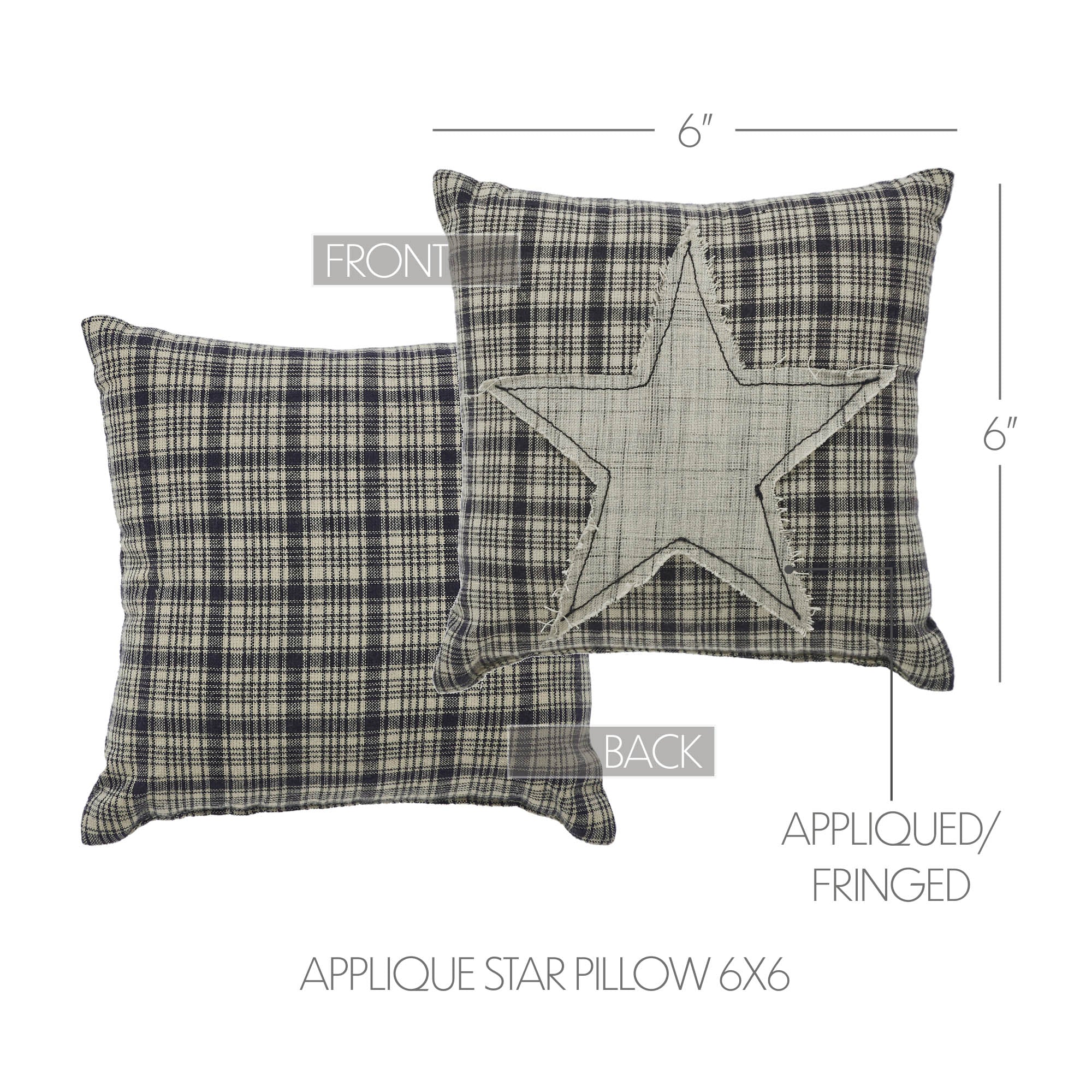 Country Applique Star 6" Mini Accent Pillow - Image 3