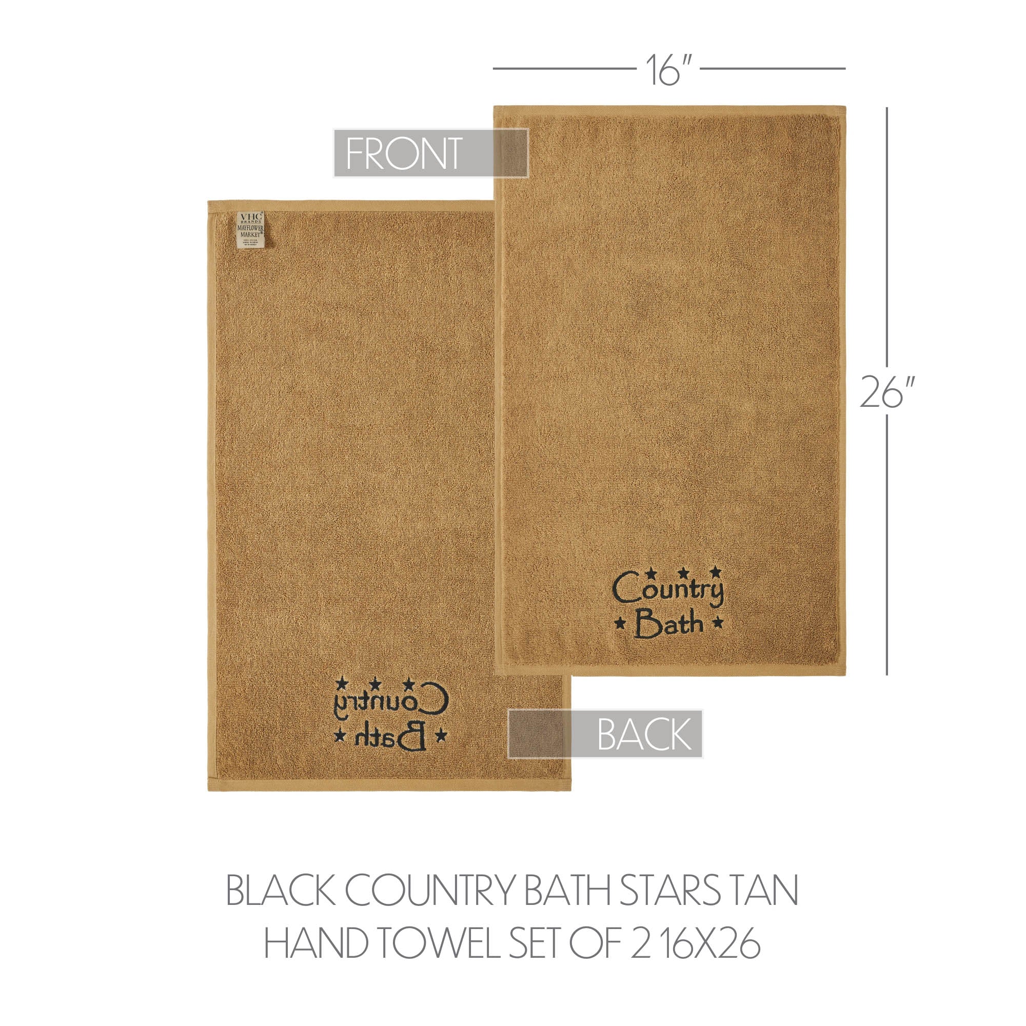 Country Bath Stars Tan Hand Towel Set of 2 - Image 5