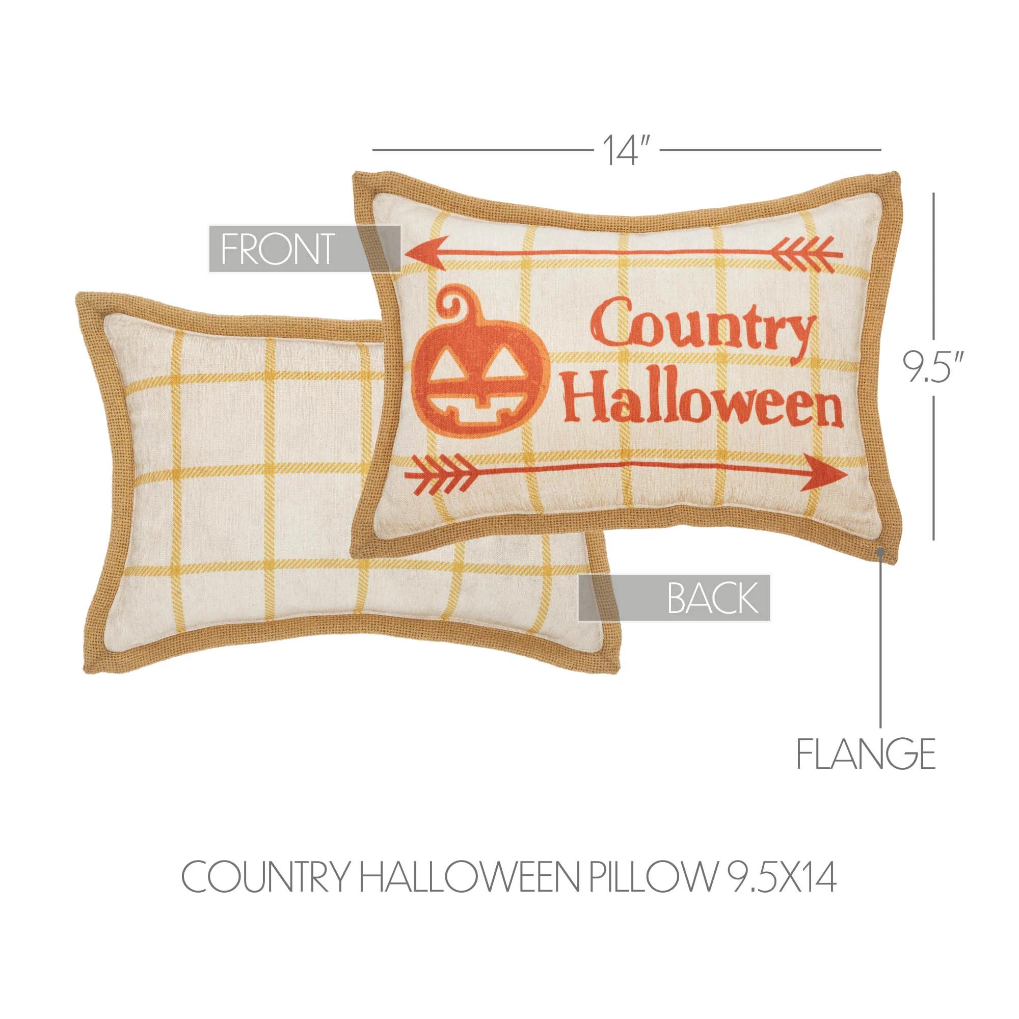 Country Halloween Jack O' Lantern Pillow 9.5" x 14" - Image 2