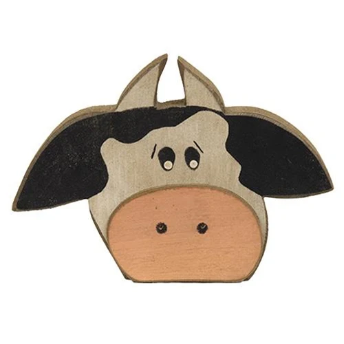 ๐ Cow Head Wooden Distressed Sitter Sign