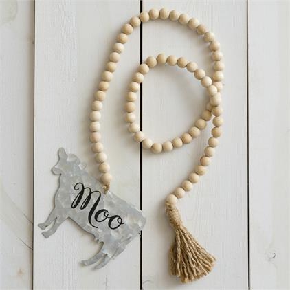 Cow "Moo" Ornament on Farmhouse Beads