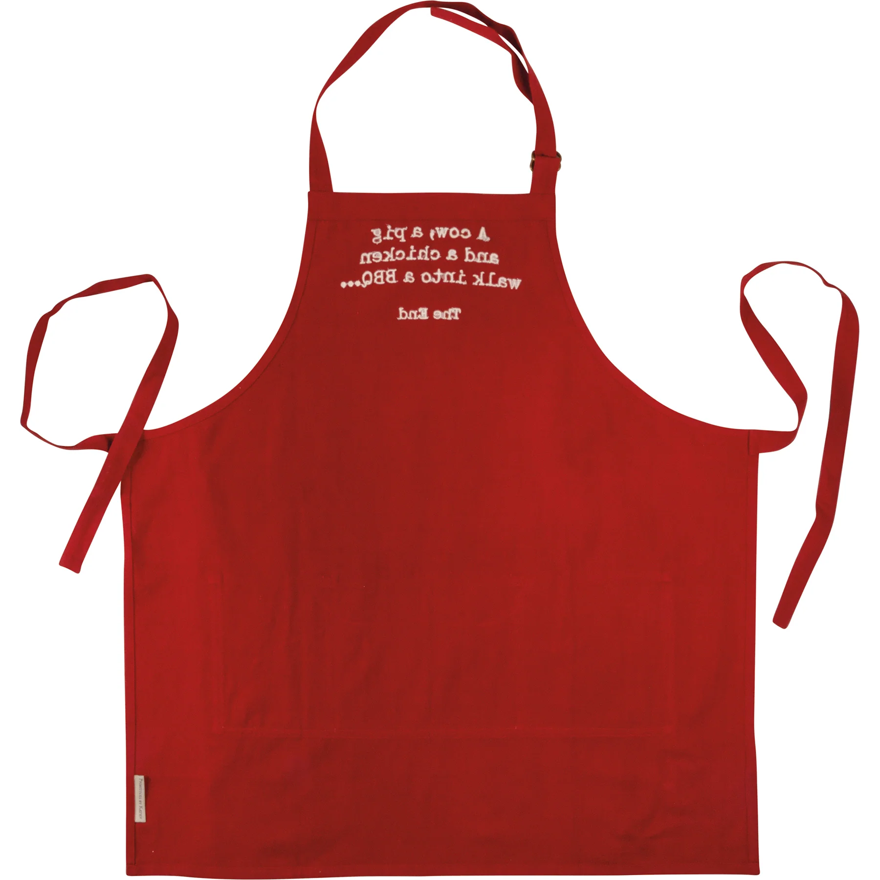 Cow Pig & Chicken Walk Into A BBQ The End Apron - Image 2