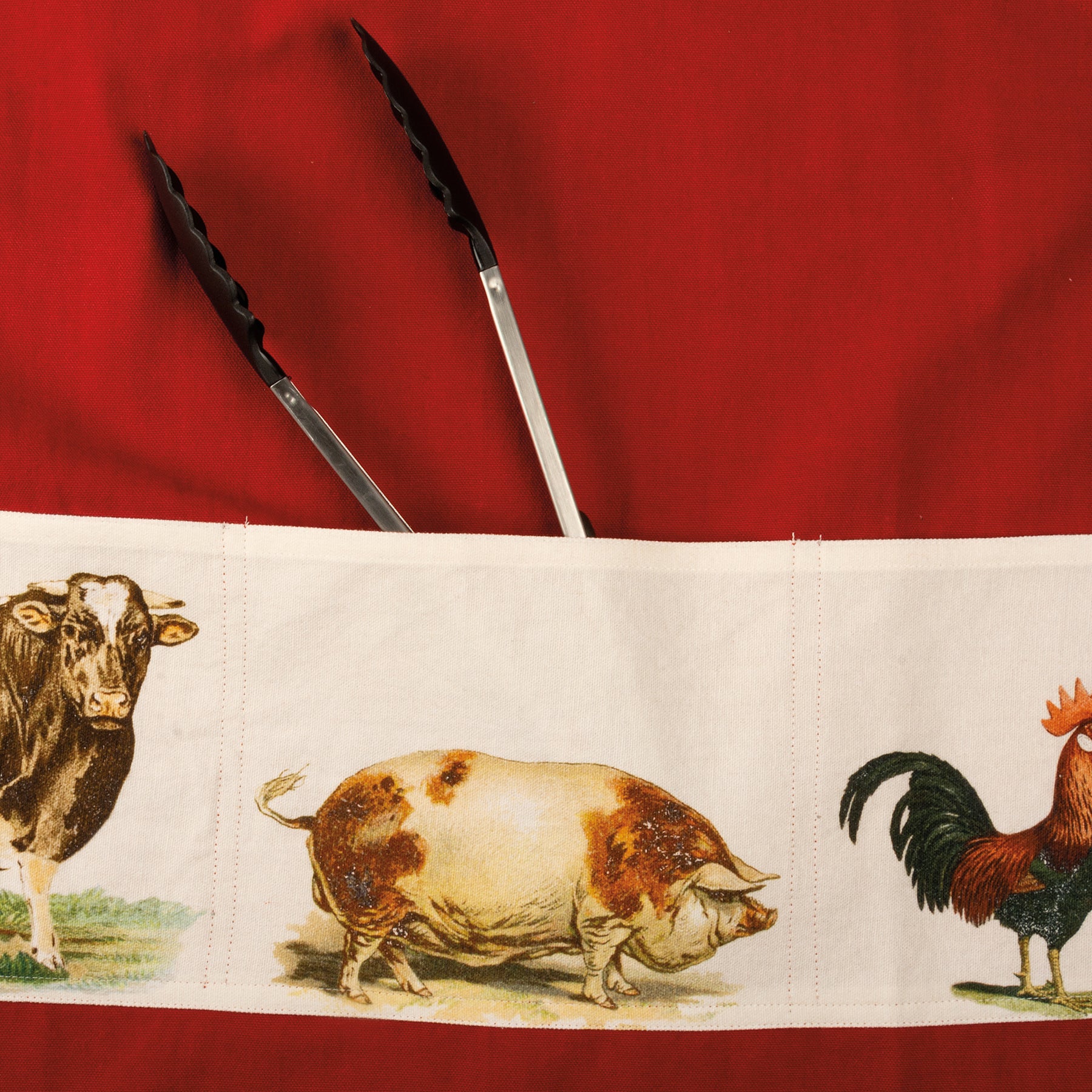 Cow Pig & Chicken Walk Into A BBQ The End Apron - Image 4