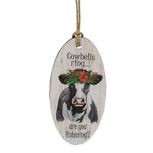 ๐ Cowbells Ring Black & White Cow Oval Ornament - Image 2