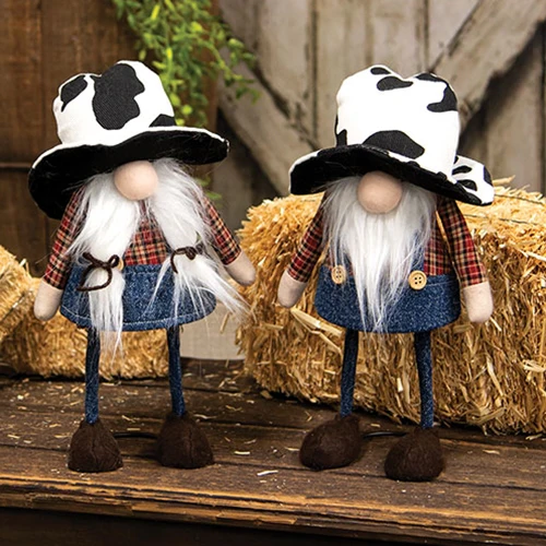 Cowboy & Cowgirl Wobble Gnome Figures - Image 2
