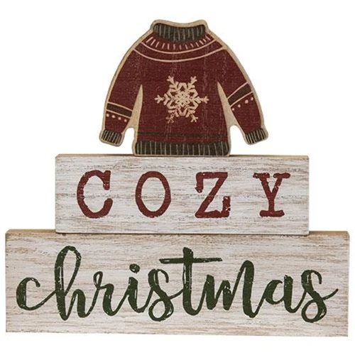 Cozy Christmas Sweater Stackers Block Sign - Image 2